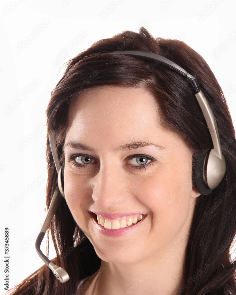 woman operator with headset woman operator with headset
