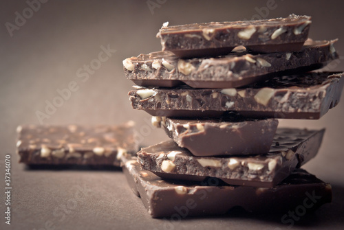 Chopped chocolate with nuts. delicious