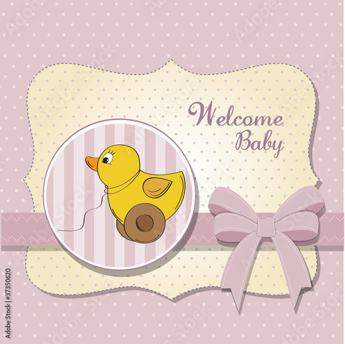 welcome baby card with duck toy