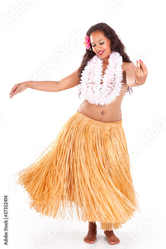 Young hula dancer enjoying her dance