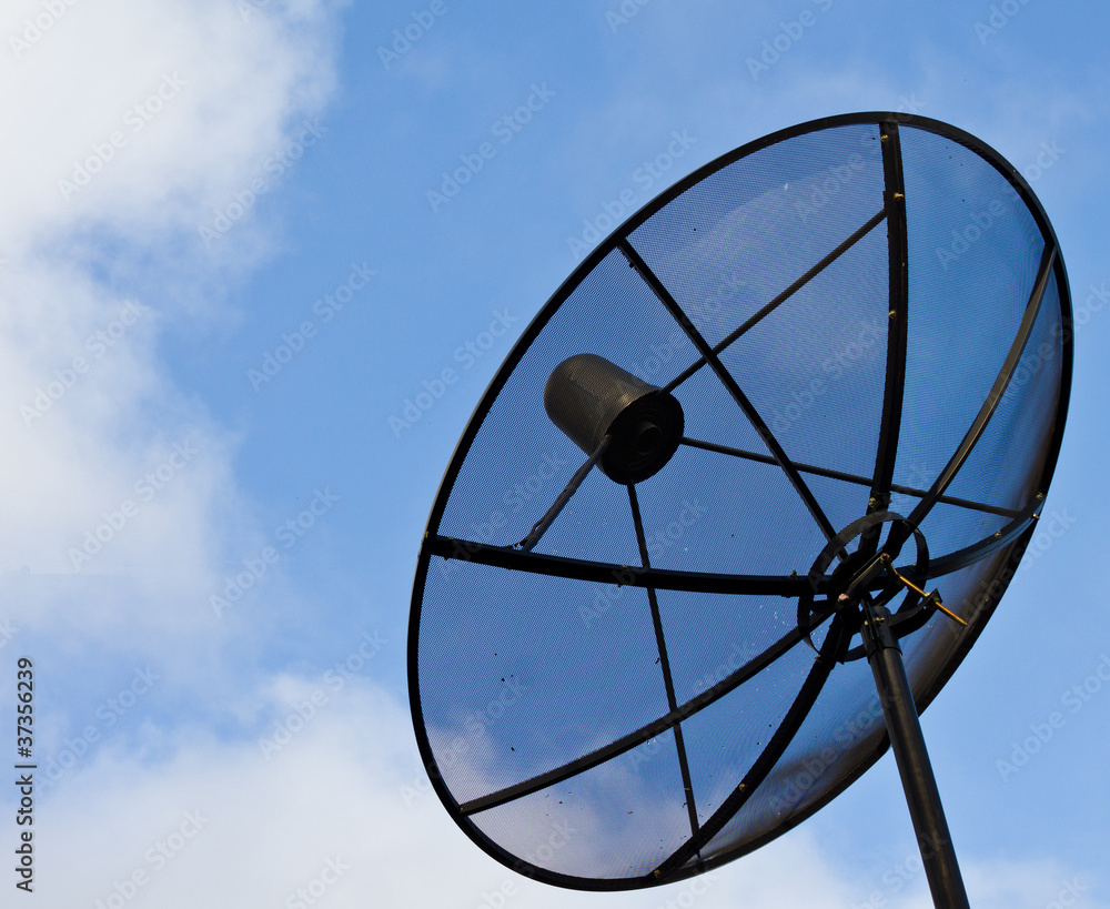 satellite dish with blue sky