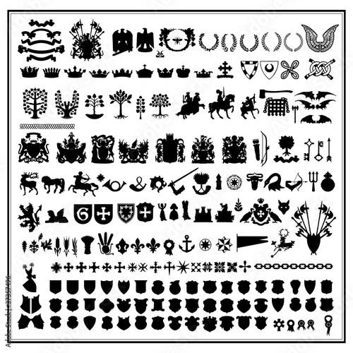 Silhouettes of heraldic design