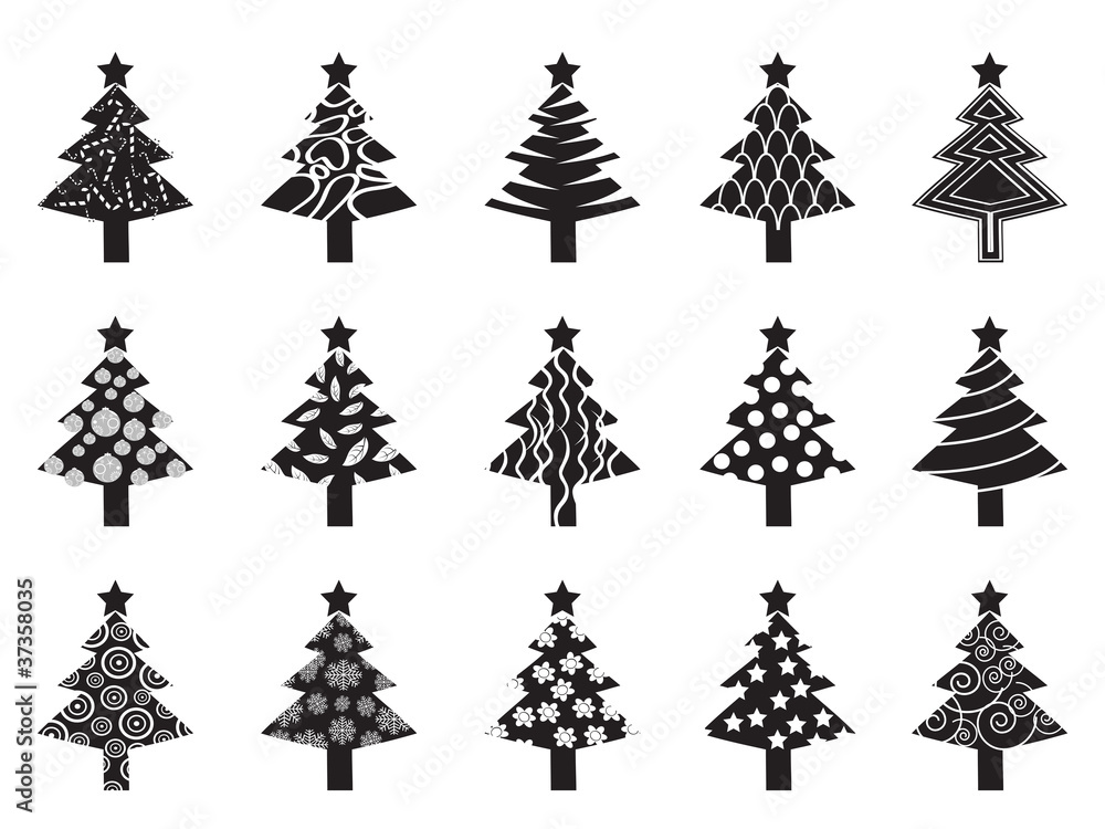 Obraz premium black xmas tree icon set