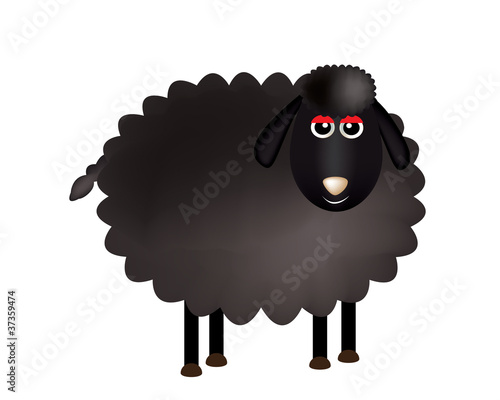 A delightful black sheep cartoon.