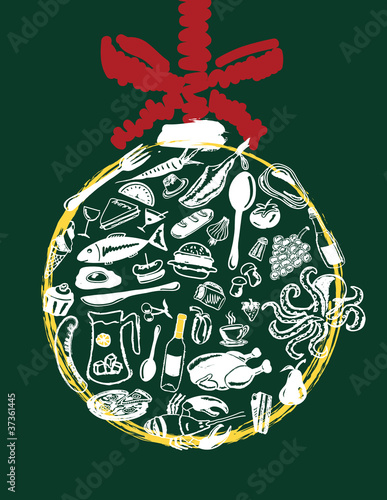 Christmas menu - menu elements in a christmas ball