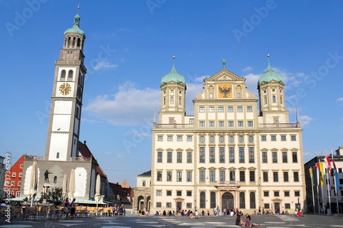 Bild auf Leinwand Augsburg, Rathaus und Perlachturm