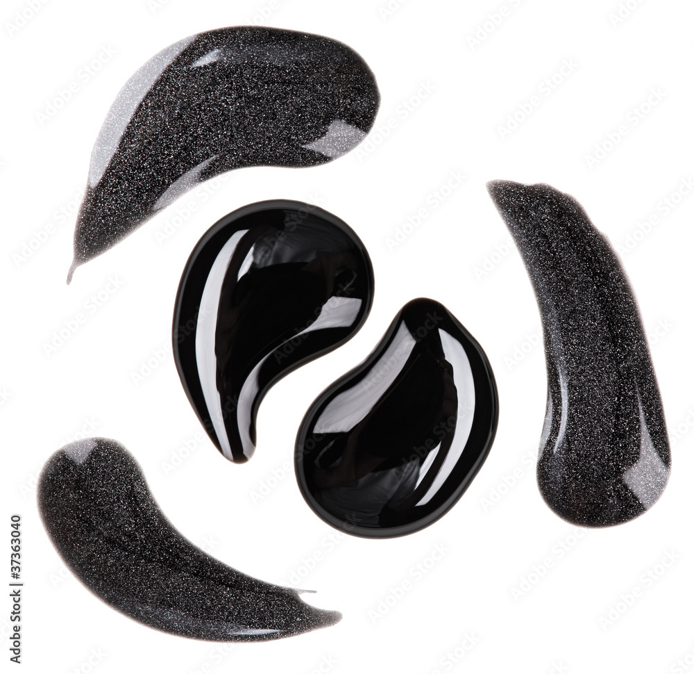 Black and silver nail polish (enamel) drops sample, isolated on Black and silver nail polish (enamel) drops sample, isolated on