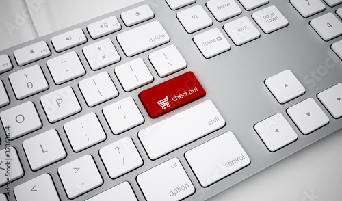 Keyboard and red checkout key