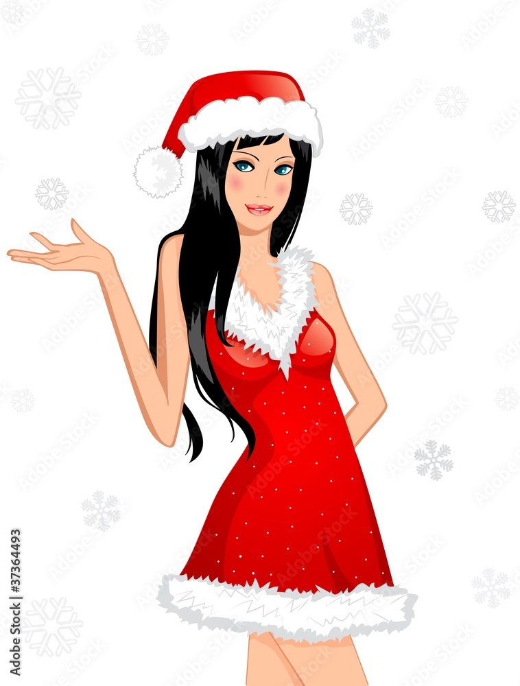 Chrstmas card. Girl in a hat.