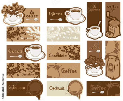 set of fifteen coffee banners
