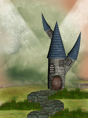 Acrylglasbilder Drachen Fantasy castle  © justdd