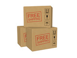 Free shipping cardboard boxes isolated on the white background