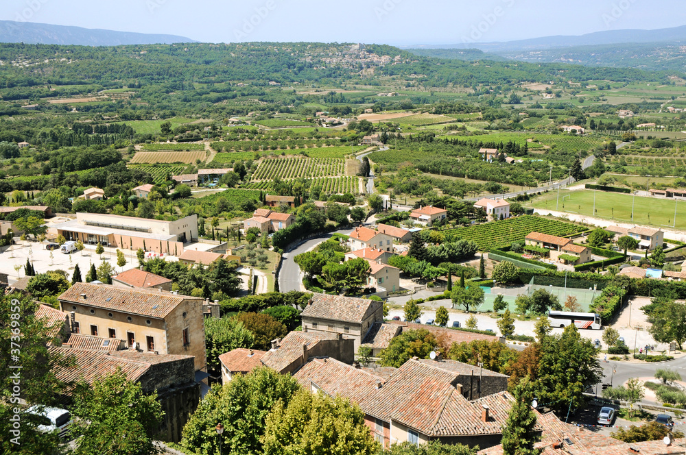 rooftops and Luberon valley in Bonnieux, Provence in France