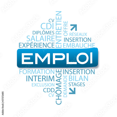 Tableau sur toile emploi, concept emploi, nuage de mots