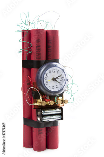 Naklejka Dynamite time bomb on a white background