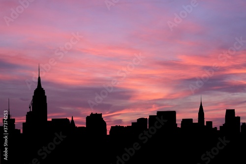 Midtown Manhattan Skyline at sunset illustration