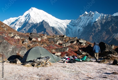 langtang peak and camping photo