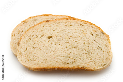 Slices of bread on white