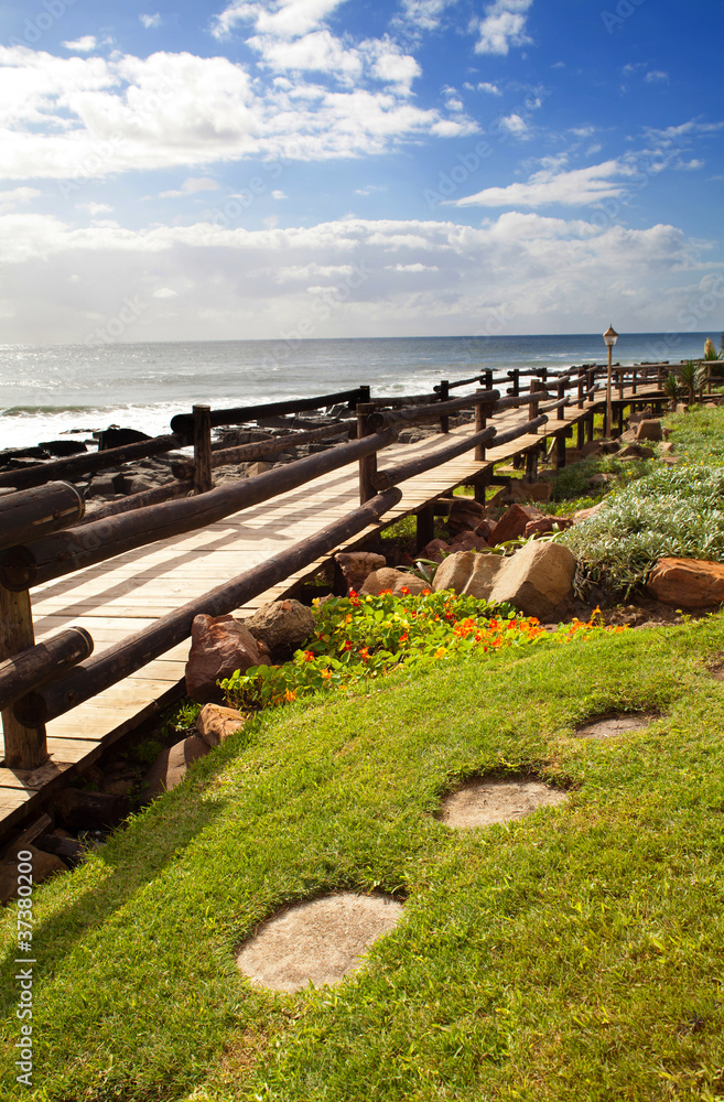 Fototapeta premium beach pedestrian road in north coast of Durban, South Africa