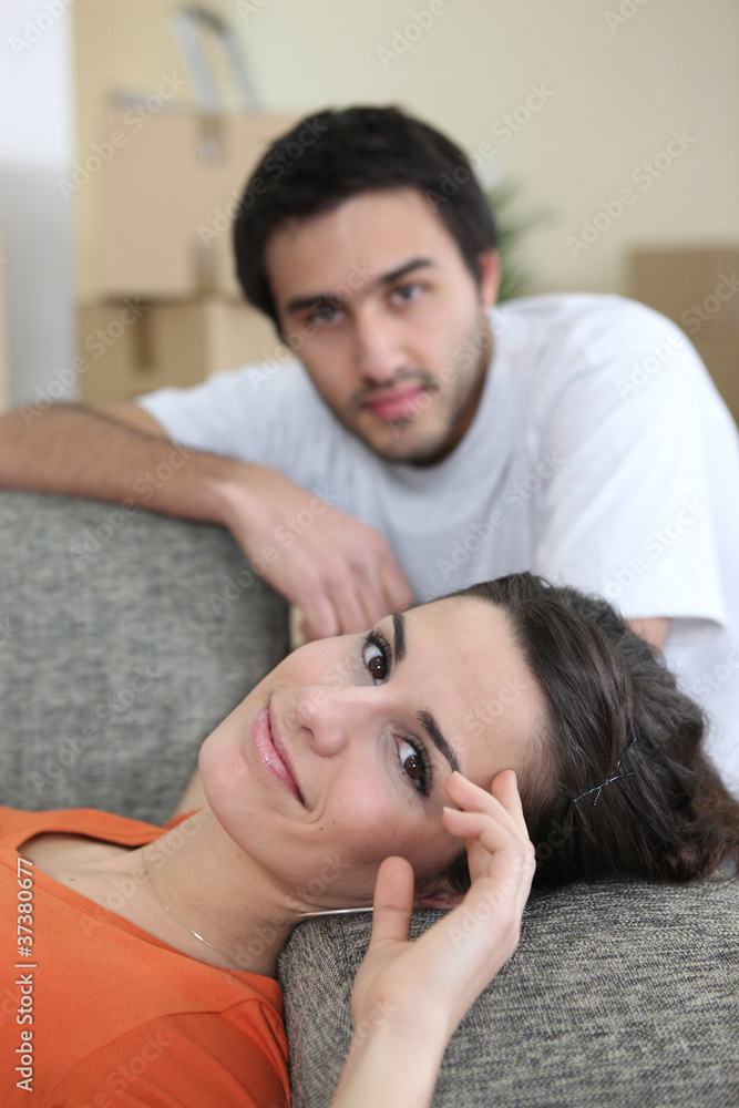 Fototapeta premium Couple relaxing after tiring day