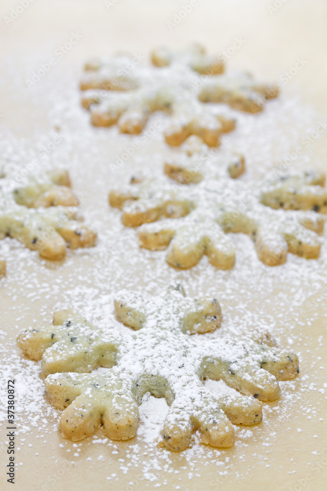 Weihnachtsplätzchen, Earl Grey Schneeflocken Weihnachtsplätzchen, Earl Grey Schneeflocken