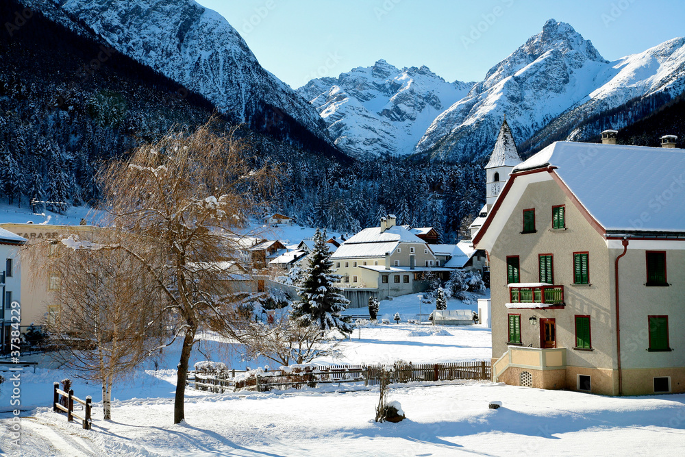 Swiss village in the winter Tarasp
