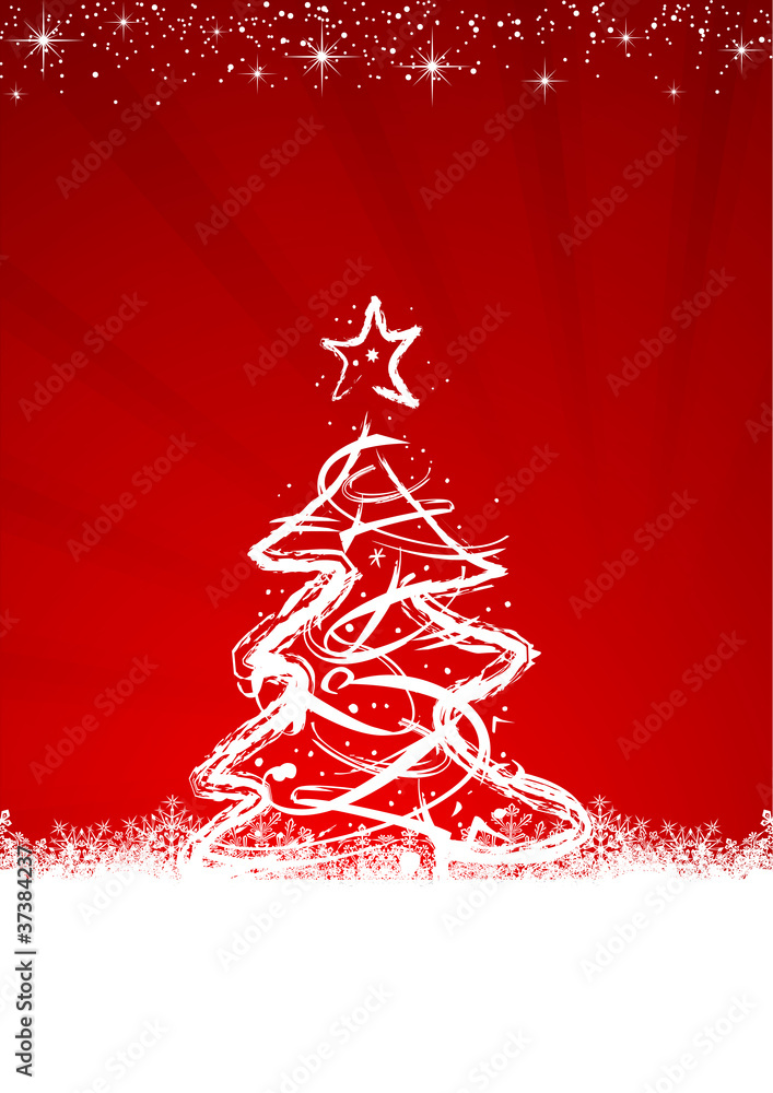 Cartolina Natale con Albero e Stelle Cartolina Natale con Albero e Stelle