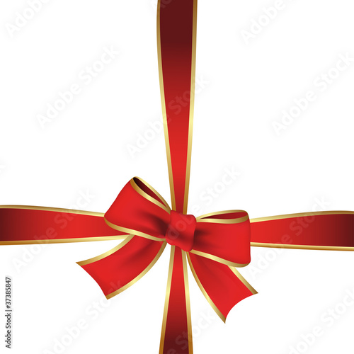 Vector red ribbon on the gift