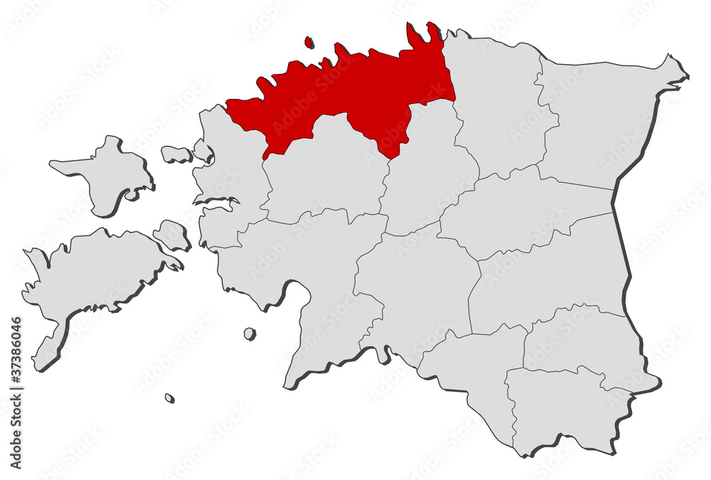 Map of Estonia, Harju highlighted