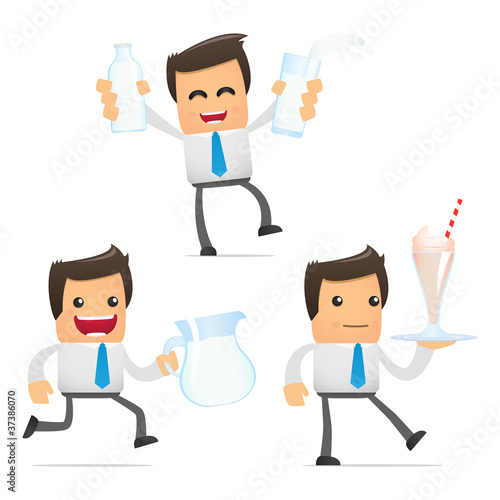 set of funny cartoon manager