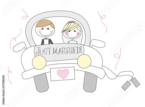just married cartoon
