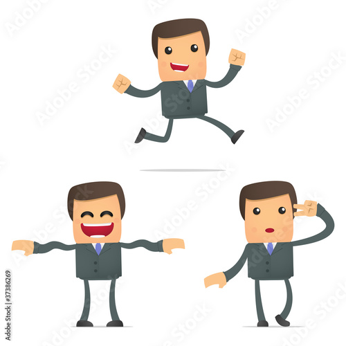 set of funny cartoon businessman
