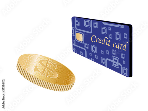 Vector coin and credit card