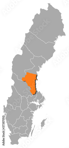 Map of Sweden, Gävleborg County highlighted photo