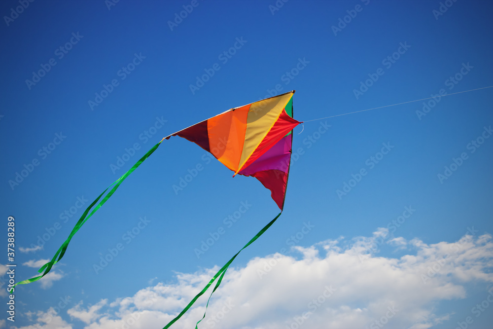 Kite in the blue sky. Kite in the blue sky.