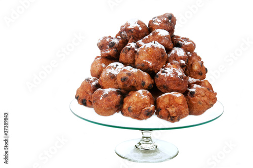 dutch traditional oliebollen on glass-plate