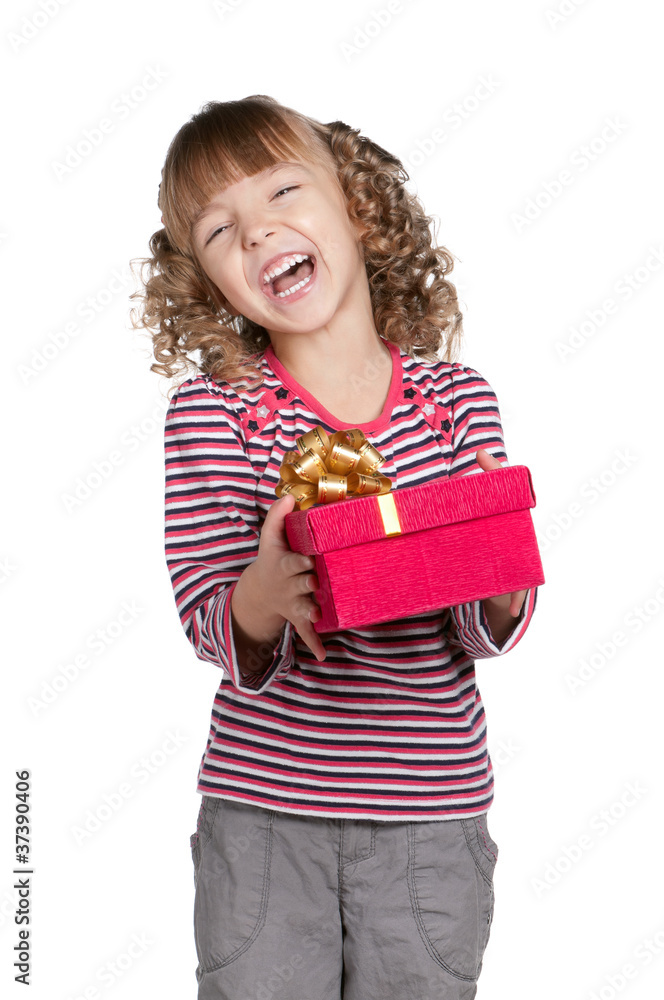 Little girl with gift box