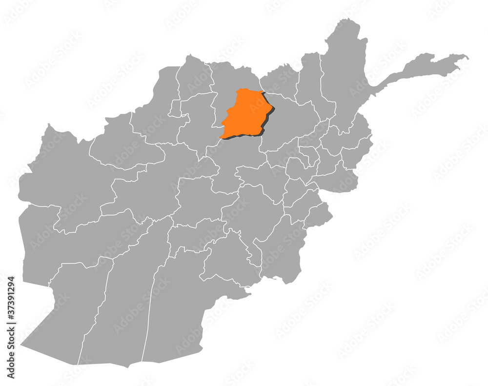 Fototapeta premium Map of Afghanistan, Samangan highlighted