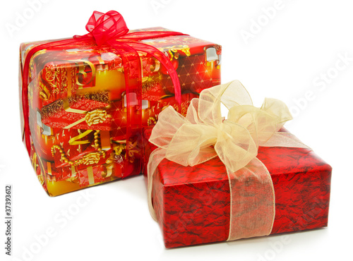 Gift boxes isolated on a white