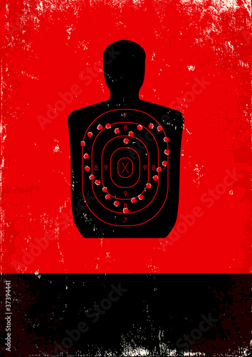 Red and black poster with target
