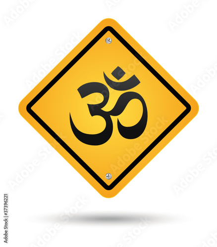 om yellow road sign, yoga zone
