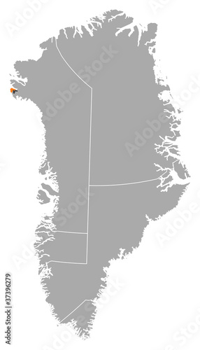 Map of Greenland, Thule Air Base highlighted