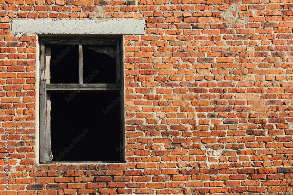 Fototapeta premium Old brick wall with window
