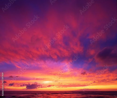 Dramatic Vibrant Sunset in Hawaii