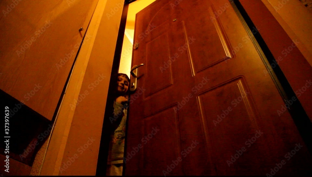 child opens the door child opens the door