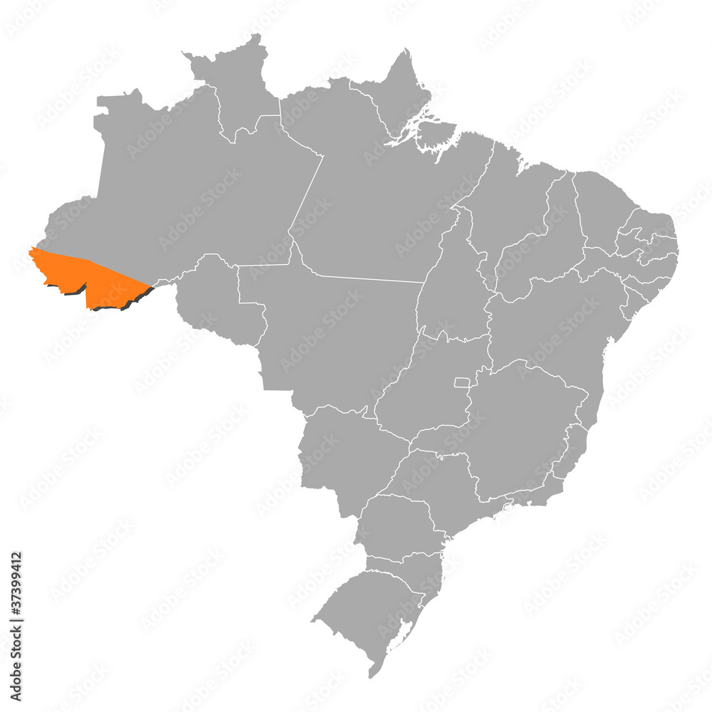 Map of Brazil, Acre highlighted