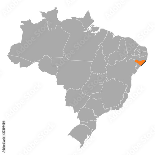 Map of Brazil  Alagoas highlighted