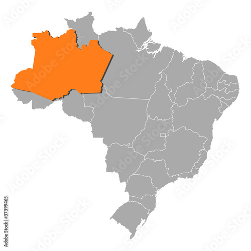 Map of Brazil  Amazonas highlighted