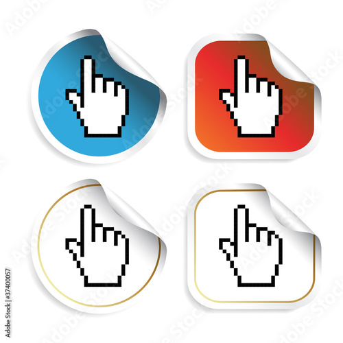 Vector stickers with cursor of hand