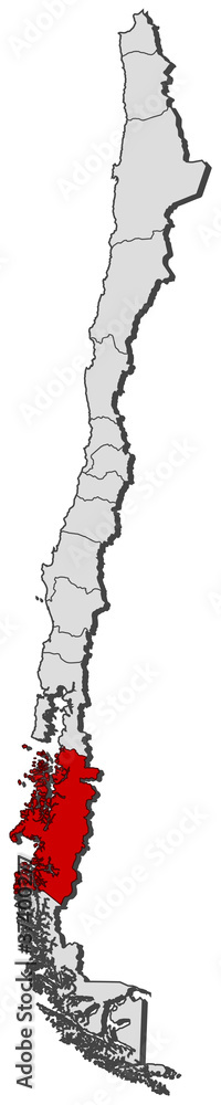 Map of Chile, Aisén highlighted